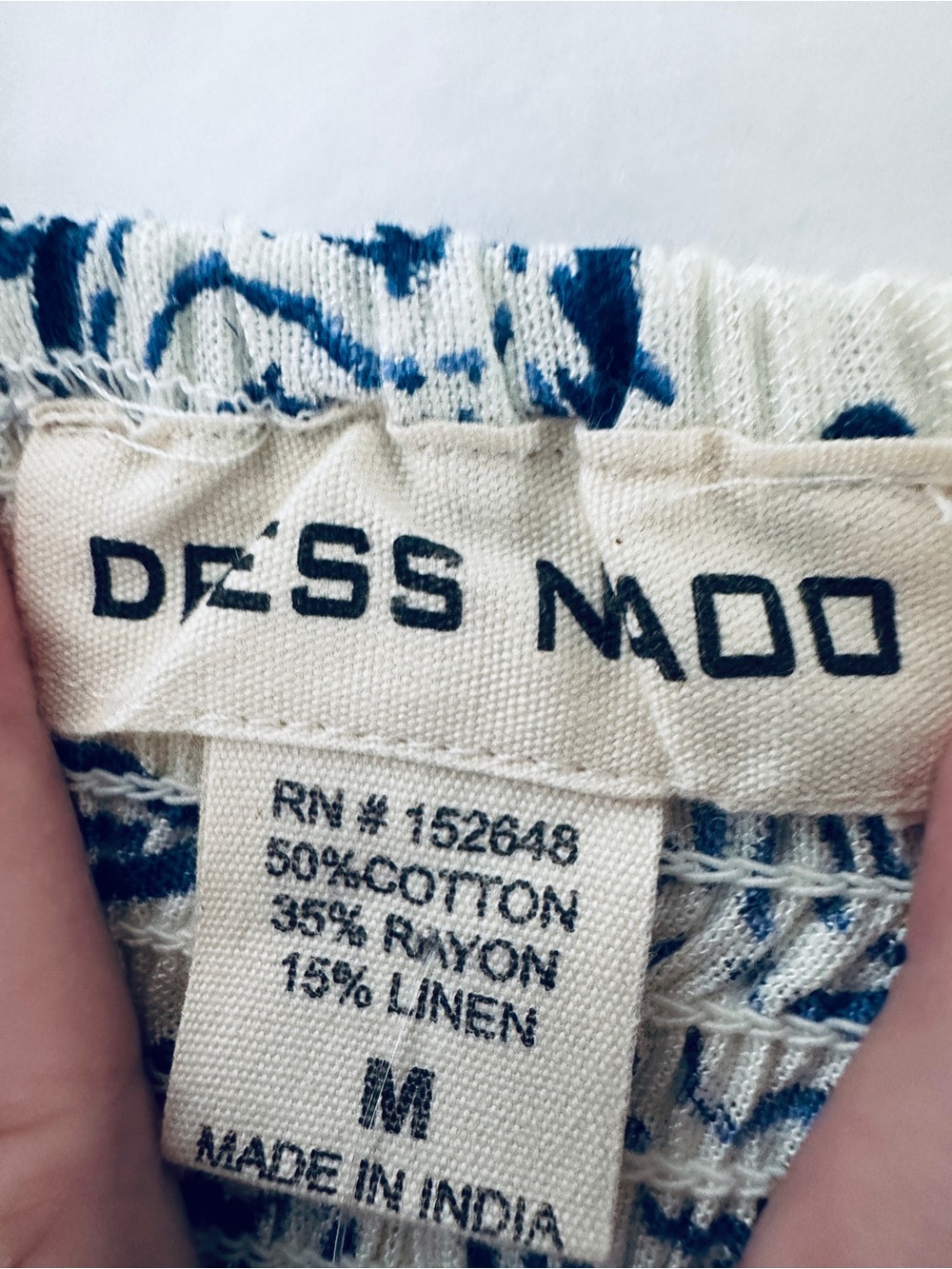 Jumpsuit -Wide Leg -Sz Medium- by Nado Navy and Ivory Shell-Print Linen Blend - Picture 2 of 11
